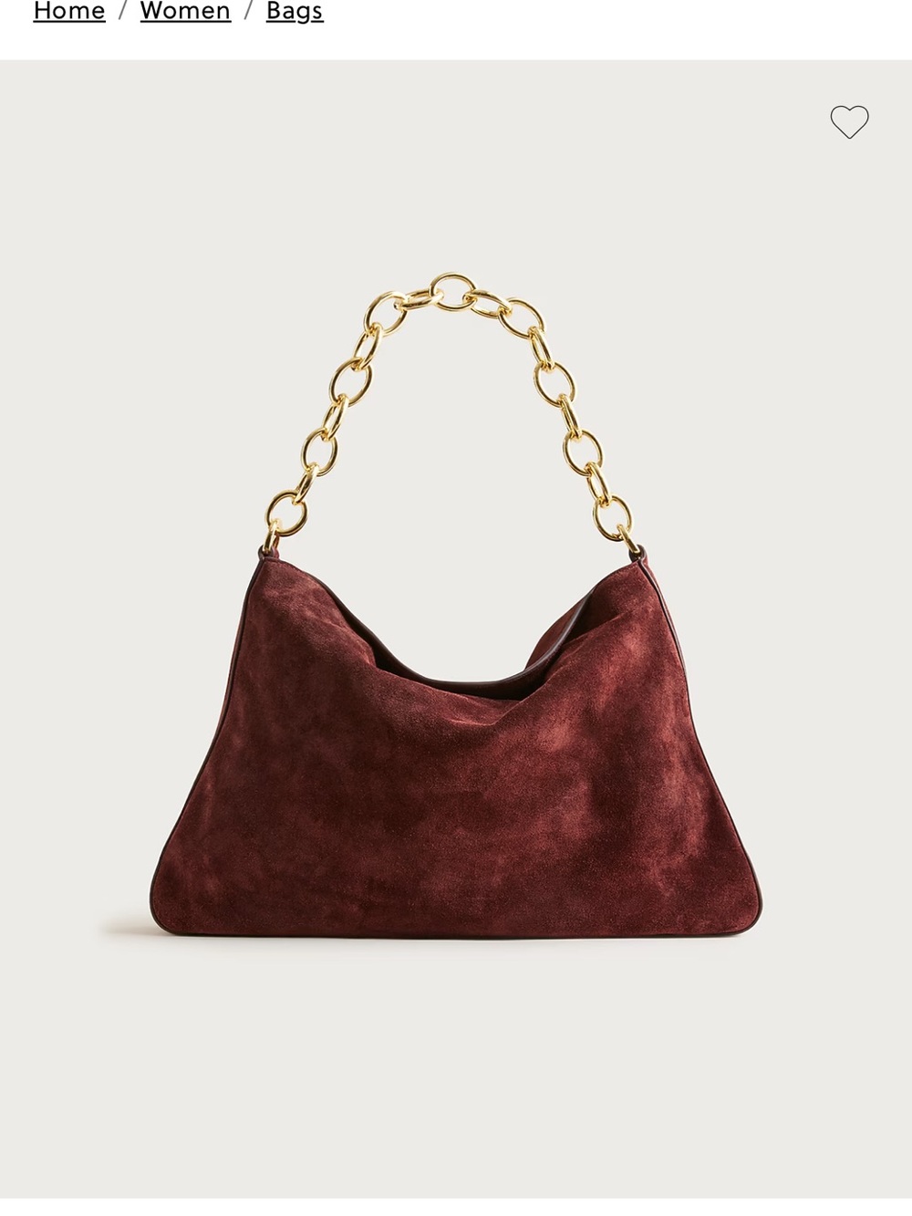 J. Crew Gold-Chain Handle Suede Shoulder Bag in Burgundy
